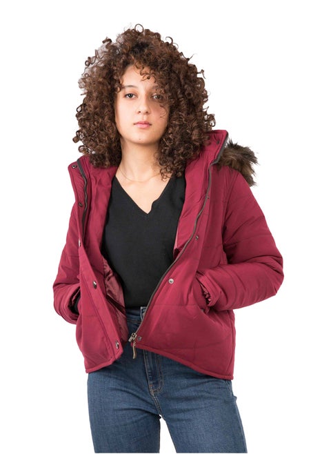 short padded parka faux-fur