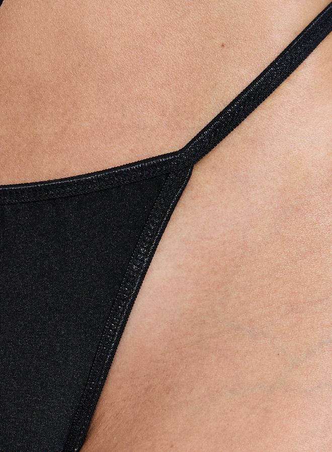 Styli Black V Neck Lace Fitted Slip with Brief - Image 5