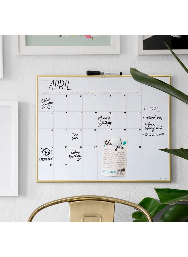 U Brands - Monthly Calendar Magnetic Dry Erase Board, Gold Aluminum Frame, 16" X 20" (6710U00-01) - Image 1