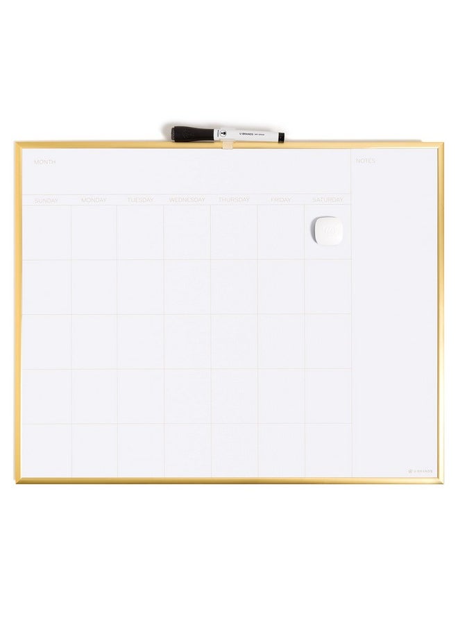 U Brands - Monthly Calendar Magnetic Dry Erase Board, Gold Aluminum Frame, 16" X 20" (6710U00-01) - Image 1