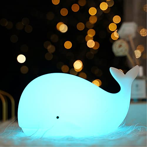 TriPro Whale Silicone Nursery Night Light Beach Room Decor Desk Lamp Toys,Bedroom Decorations Gifts for Toddlers,Girls And Boys ,Baby,Kids,Teens'' - Image 1