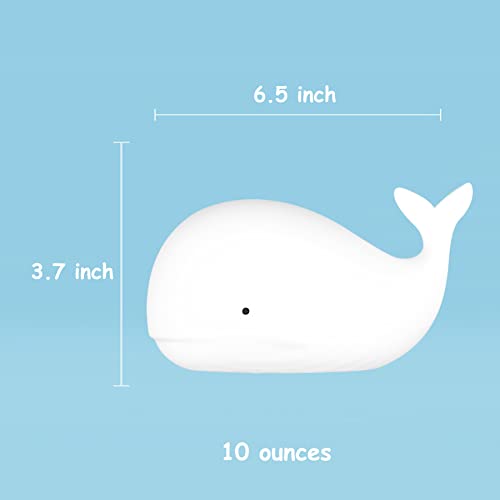 TriPro Whale Silicone Nursery Night Light Beach Room Decor Desk Lamp Toys,Bedroom Decorations Gifts for Toddlers,Girls And Boys ,Baby,Kids,Teens'' - Image 4