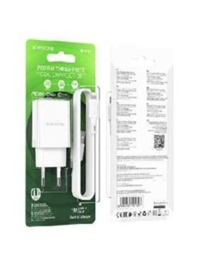 BOROFONE - Borofone BA70A Power Delivery 3-Port Fast Charger 20W (1C2A), USB - Image 1