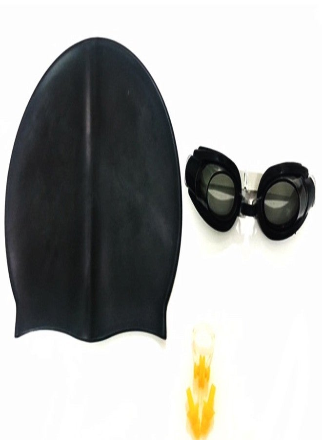 KAAS Black Complete Swimming Kit with Cap, Goggles and Orange earplugs - Image 3