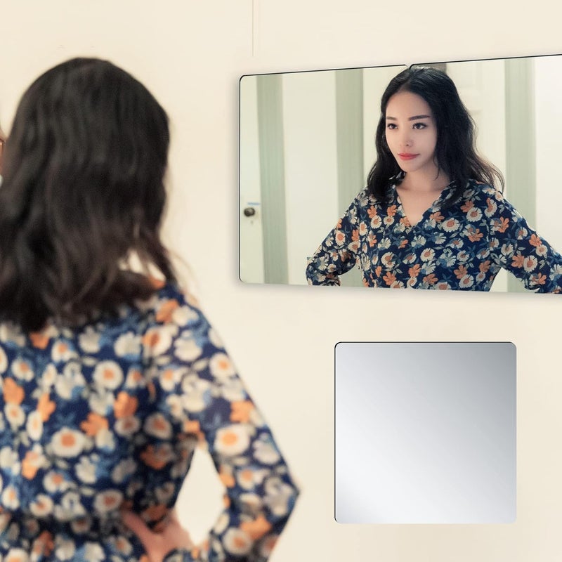 5 Pcs Self Adhesive Acrylic Mirror, Acrylic Mirror Sheets 8 x 8 Inch, Flexible Acrylic Mirror Tiles, Wall Mounted Non Glass Sticky Mirror Tiles Wall Stickers Frameless for Bathroom Bedroom Home Wall - Image 5