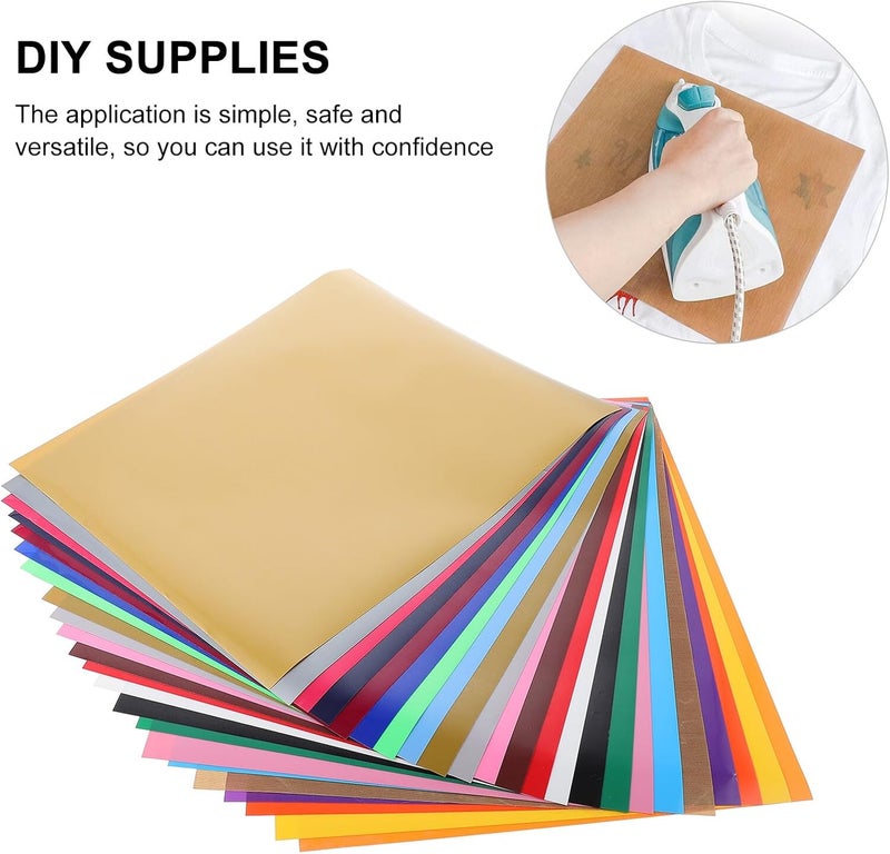 Adorainbow 23pcs Heat Transfer Vinyl Film Set 12"x10" Pu Material DIY Craft Iron-on Garment Film for T-Shirts and Bags, Suitable for Sewing and Custom Decoration - Image 3