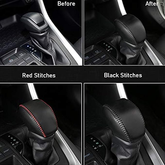 rayihni For Genuine Leather Gear Shift Knob Cover Car Protect Accessories Case for Toyota RAV4 20192025 Highlander 20202025 Black - Image 4