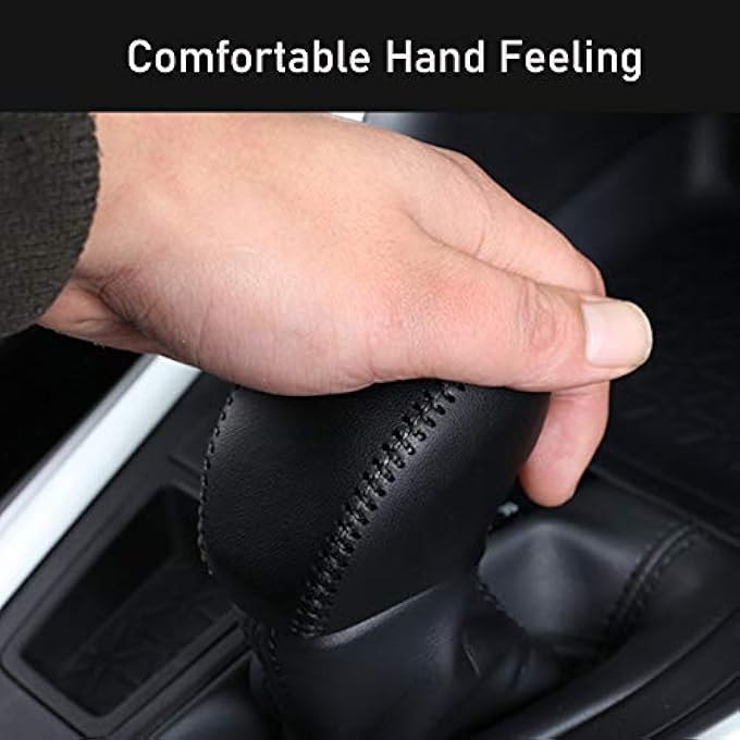 rayihni For Genuine Leather Gear Shift Knob Cover Car Protect Accessories Case for Toyota RAV4 20192025 Highlander 20202025 Black - Image 5