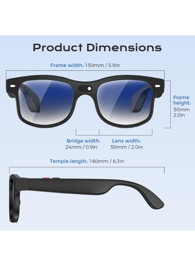 Lynacz Original AI Smart Glasses with Camera and Bluetooth,8MP 1080P HD Camera Glasses,AI Voice Control,AI Photo Recognition and Translation,Smart Anti-Blue Light Glasses,Smart Sunglasses with Bluetooth Call for Driving,Outdoor,+2 Lenses.Black - Image 4
