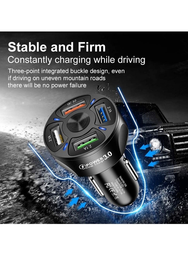 ELTRAZONE USB car Charger, SYOSI QC3.0 3A-4USB Port, 2.1A 3 Ports Fast car Charger Adapter USB Mobile Phone Charger Fast Charging Compatible with for iPhone 12 pro/Max/11/x/8 - Image 3