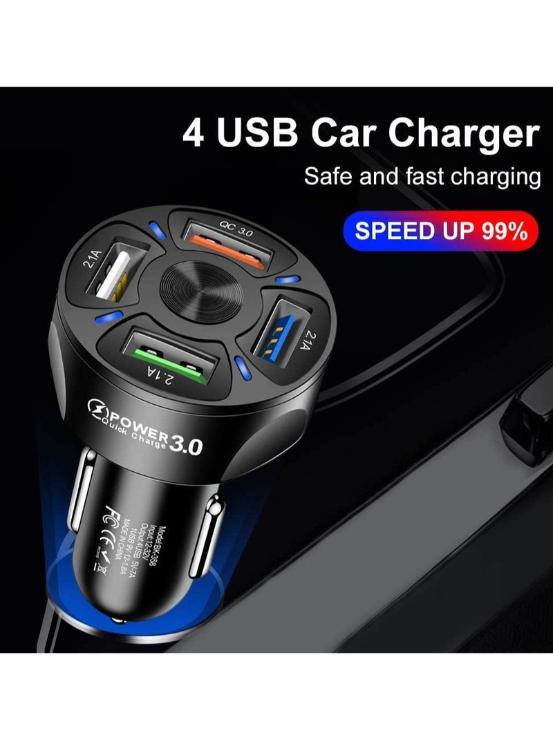 ELTRAZONE USB car Charger, SYOSI QC3.0 3A-4USB Port, 2.1A 3 Ports Fast car Charger Adapter USB Mobile Phone Charger Fast Charging Compatible with for iPhone 12 pro/Max/11/x/8 - Image 2