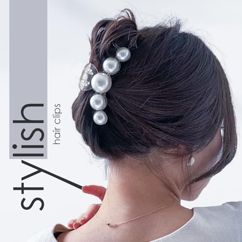 Lyrovo Pearl Hair Clips for Women, 4PCS Large Small Hair Claw Clip Strong Hold,Big Banana Jaw Clip Barrettes Nonslip,Hair Accessories Set Birthday Wedding Mother's Day Gift for Girl Thick Thin Curly Hair Off White, 4Pcs) - Image 5