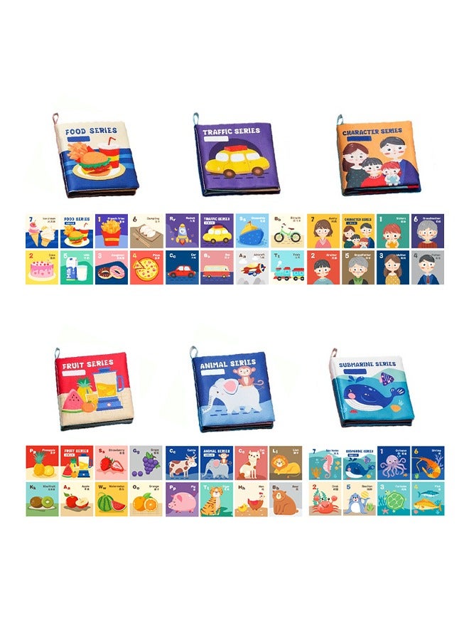 6-Piece Cloth Book, Non-toxic Fabric Book with Cute Cartoon Patterns, Ideal for Early Learning and Playtime - Image 1