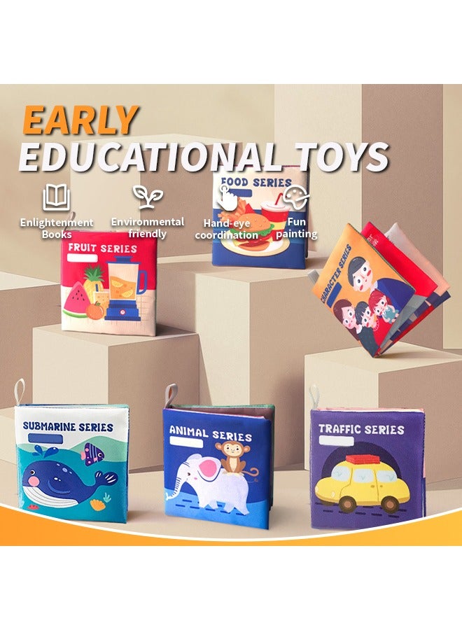 6-Piece Cloth Book, Non-toxic Fabric Book with Cute Cartoon Patterns, Ideal for Early Learning and Playtime - Image 2