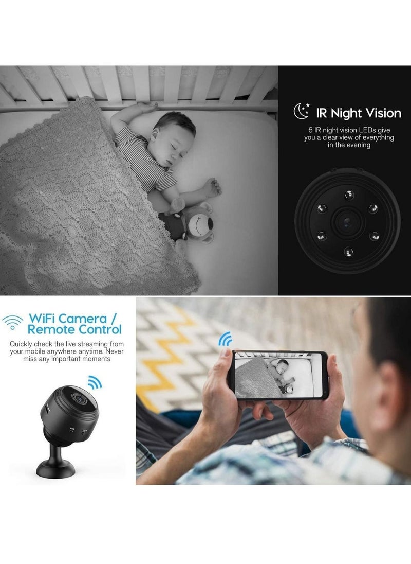 Generic - Mini Hidden Camera WiFi Small Wireless Video Camera Full HD 1080P Night Vision Motion Sensor Support SD Card for iPhone Android Video Detection Security Nanny Surveillance Cam (Black) - Image 1