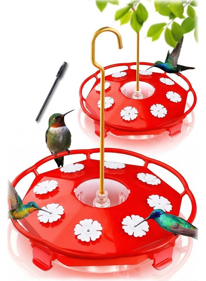 eWonLife Hummingbird Feeder for Outdoors Hanging, Humming Bird feeders, Easy to Clean and Fill, Leak Proof, 2 Pack Saucer Feeder for Birds, with Clean Brush and 8 Feeding Ports (16 OZ/Pack) - Image 1