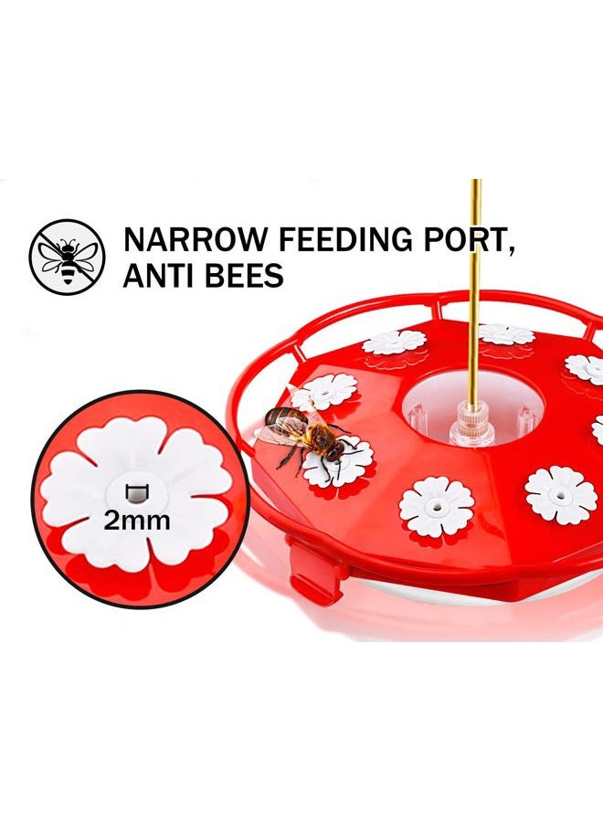 eWonLife Hummingbird Feeder for Outdoors Hanging, Humming Bird feeders, Easy to Clean and Fill, Leak Proof, 2 Pack Saucer Feeder for Birds, with Clean Brush and 8 Feeding Ports (16 OZ/Pack) - Image 2