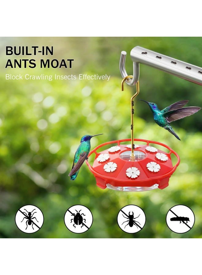 eWonLife Hummingbird Feeder for Outdoors Hanging, Humming Bird feeders, Easy to Clean and Fill, Leak Proof, 2 Pack Saucer Feeder for Birds, with Clean Brush and 8 Feeding Ports (16 OZ/Pack) - Image 4