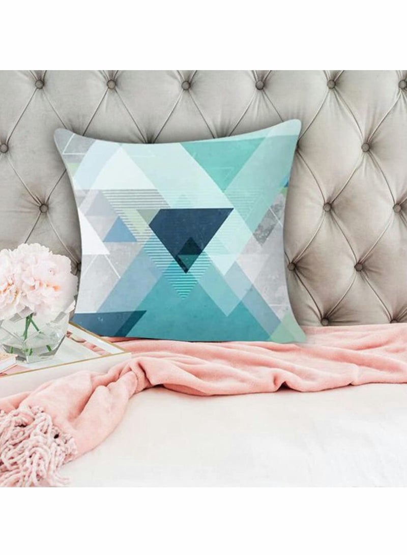 Turquoise Chiffon Plaid Bandana Scarf with Print  - Image 3