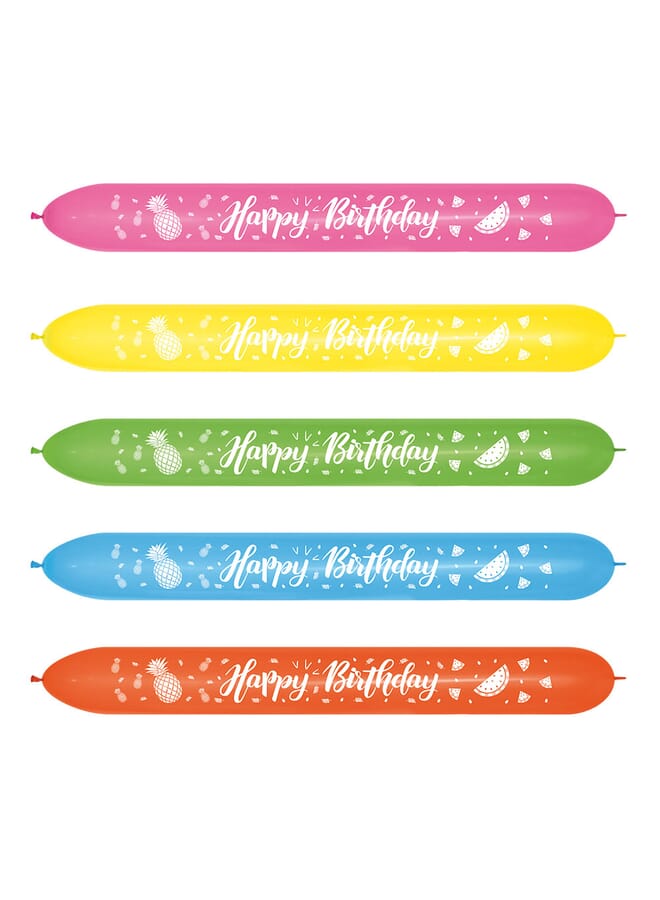 Party Time 30Cm 3 Piece Happy Birthday Tropical Link O Loon Balloons Assorted - Image 2