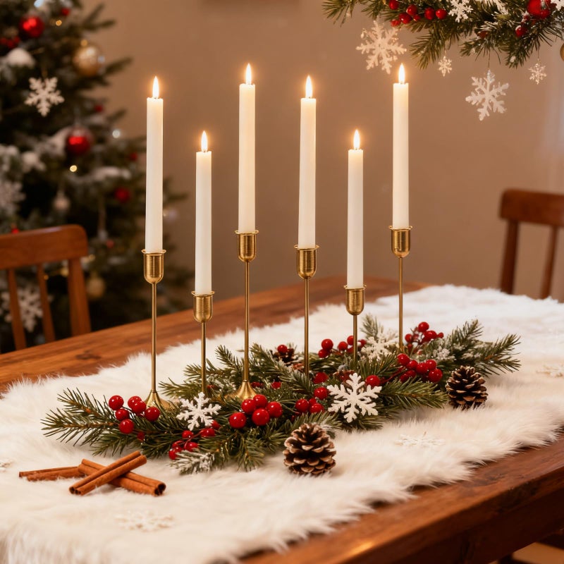 Batoslee Brass Gold Candlestick Holders, Metal Taper Candle Holders Set of 6, Vintage Modern Candle Sticks Holder Decor for Table Centerpiece, Fireplace Mantel Wedding Housewarming Gift, Candlelit Dinner DÃ©cor - Image 1