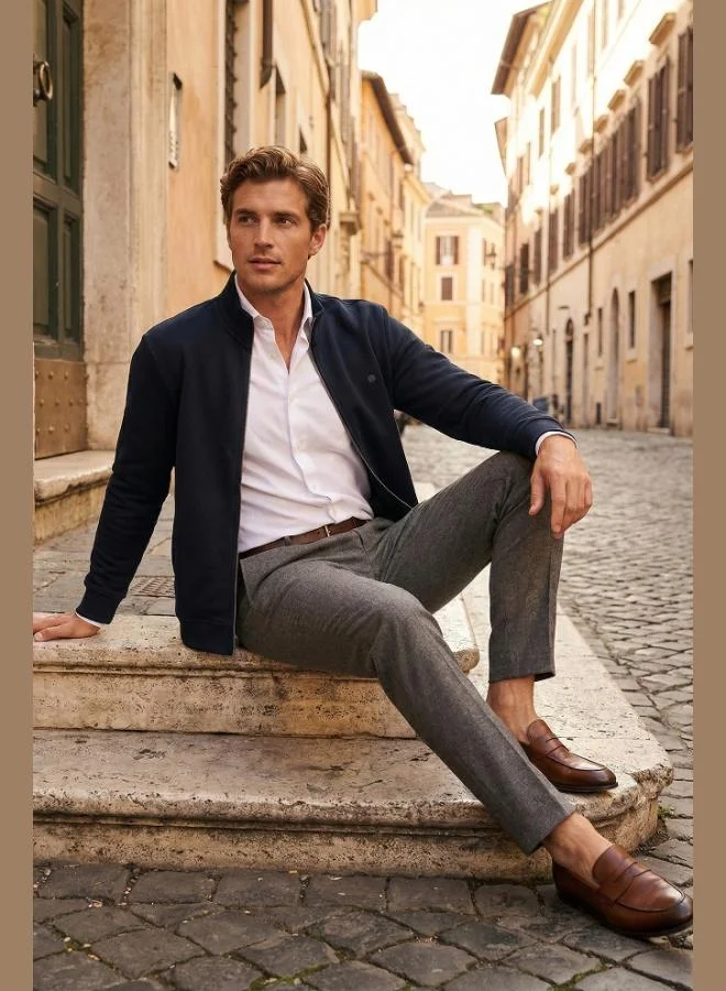 Buratti  Buratti Cotton Blend Regular Fit Stand-Up Collar Cardigan for Men 5901223 for Men | Best Price UAE