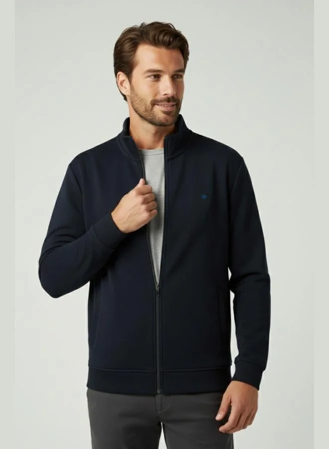 Buratti Cotton Blend Regular Fit Stand-Up Collar Cardigan for Men 5901223