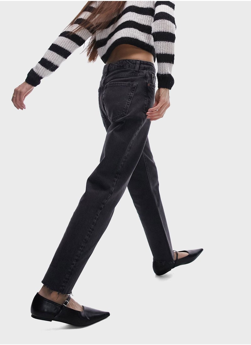 TOPSHOP Mid Rise Straight Fit Jeans  - Image 2