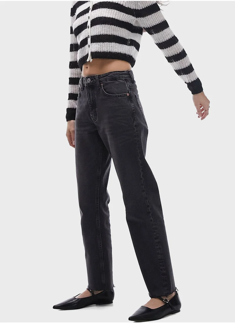 TOPSHOP Mid Rise Straight Fit Jeans
