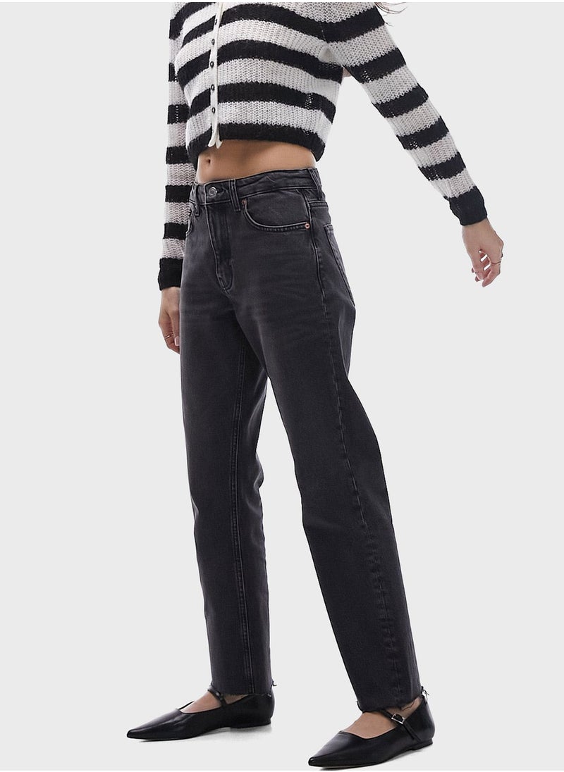 TOPSHOP Mid Rise Straight Fit Jeans  - Image 5