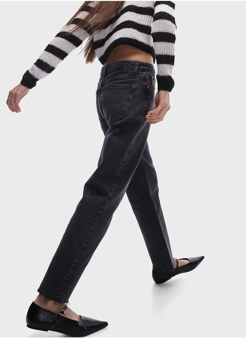 TOPSHOP Mid Rise Straight Fit Jeans