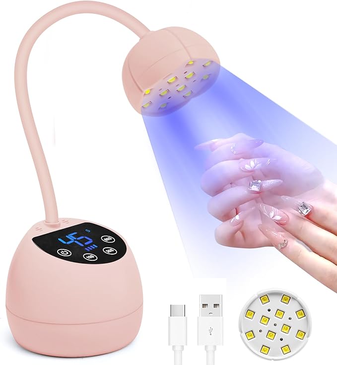 Lermende UV Lamps for Gel Nails with Smart Touch Display 36W 12PCS LED Beads USB Rechargable Nail Lamp with 4 Timers 10304560s 360 Adjustable Goose Neck UV Nail Lamp for Home DIY Salon Manicure - Image 1