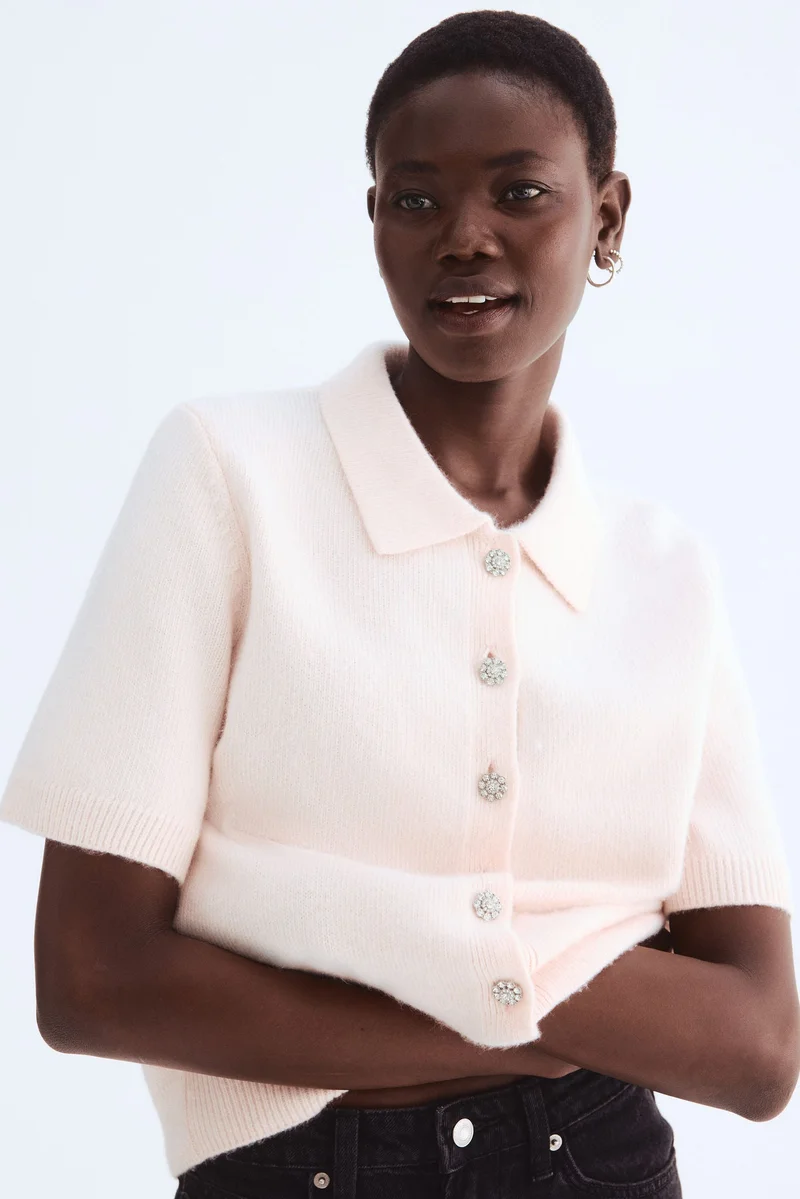H&M Short-sleeved collared cardigan