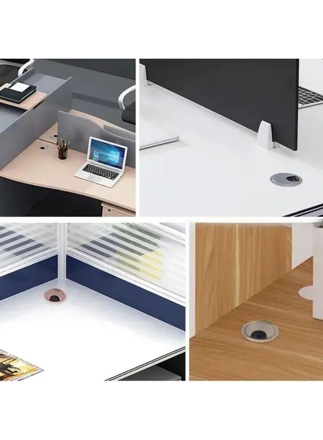 2Pcs White Plastic 60mm Round Cable Management Holes For Home And Office Desk - Image 2