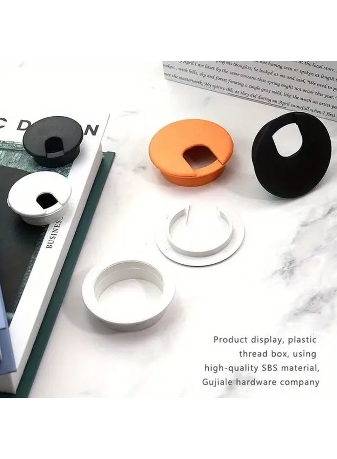 2Pcs White Plastic 60mm Round Cable Management Holes For Home And Office Desk - Image 3
