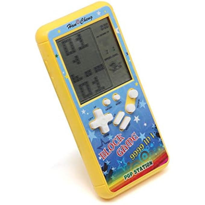 RETRO BLOCK GAME CONSOLE BRICK GAME CONSOLE WITH COLOR SHELL AND LARGE SCREEN POWERED BY 2 AA BATTERIES BUILD 23 GAMES AND WITH A SMALL BODY (YELLOW) - Image 4