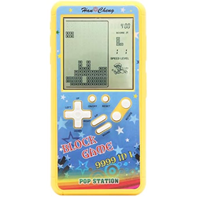 RETRO BLOCK GAME CONSOLE BRICK GAME CONSOLE WITH COLOR SHELL AND LARGE SCREEN POWERED BY 2 AA BATTERIES BUILD 23 GAMES AND WITH A SMALL BODY (YELLOW) - Image 1
