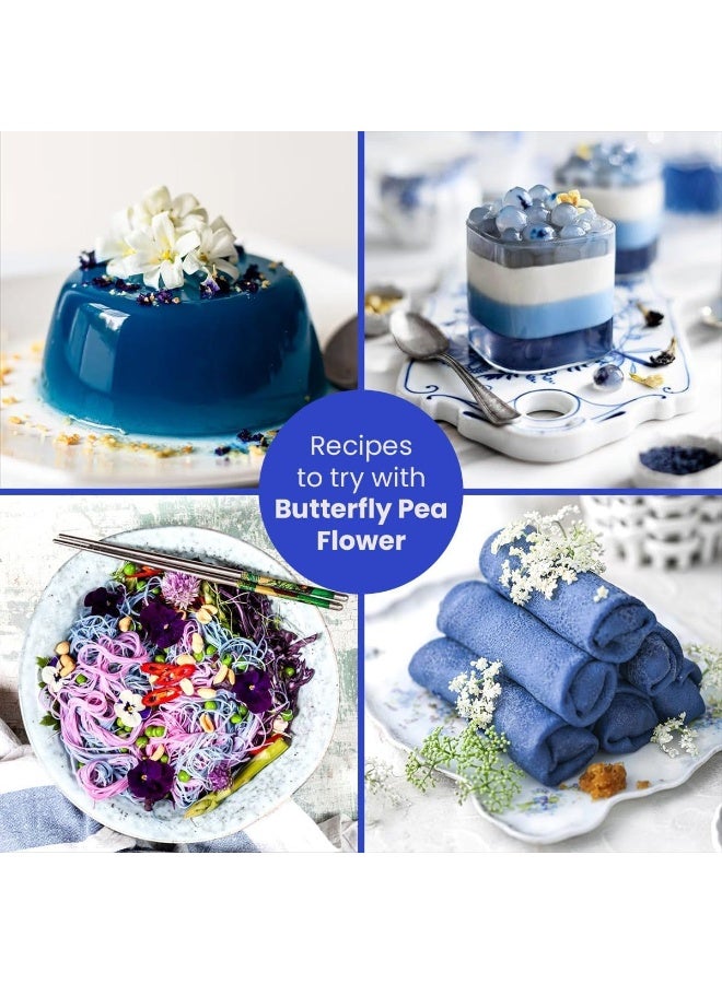 الشاي الأزرق شاي زهرة البازلاء الفراشة 250 جرام | مضادات الأكسدة الفائقة | شاي الأعشاب الطازج | خالي من الكافيين | خالي من الغلوتين | غير معدل وراثيًا | كليتوريا تيرناتيا | حزمة سحاب صديقة للبيئة - Image 4