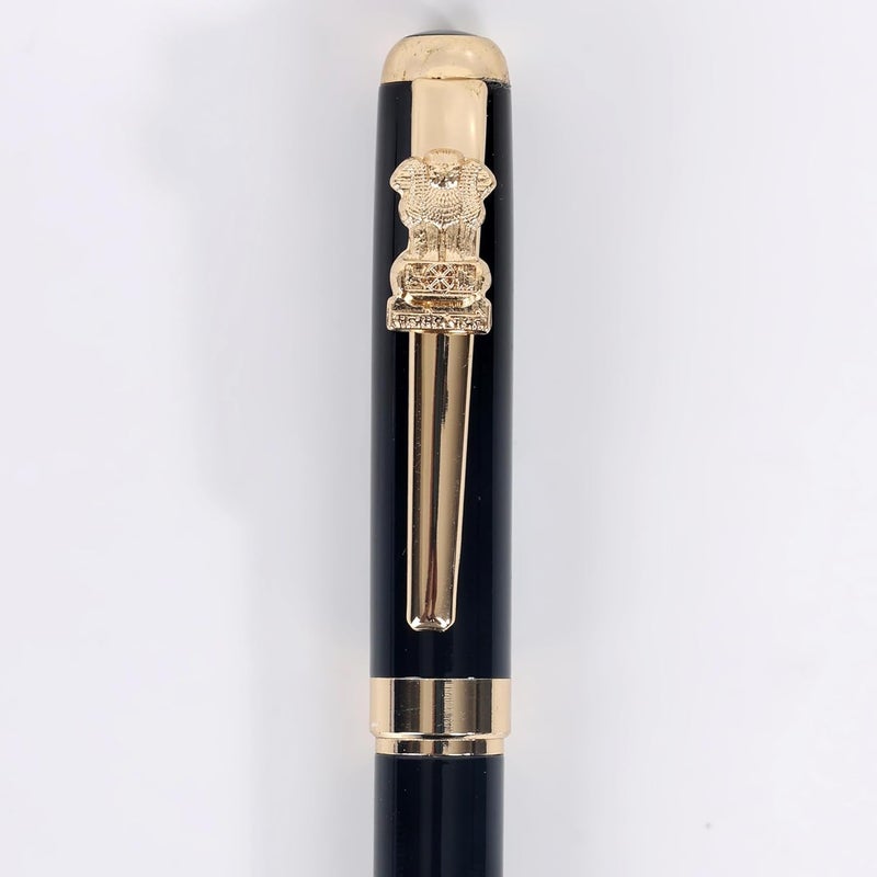 crewtone 20682 Luxury Ashoka Pillar Black & Golden Metal Body Roller Ball Pen, Gift Set for Men & Women, Executives with High End Gift Box. - Image 5