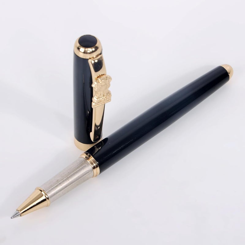 crewtone 20682 Luxury Ashoka Pillar Black & Golden Metal Body Roller Ball Pen, Gift Set for Men & Women, Executives with High End Gift Box. - Image 4