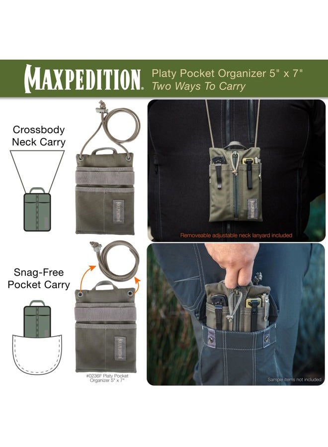 MAXPEDITION Platy Pocket Organizer, Durable EDC Tool Pouch for Men, Neck Wallet with Paracord Lanyard, Holds Flashlight, Multitool, Pen, Notebook (Foliage Green, 5" x 7") - Image 5