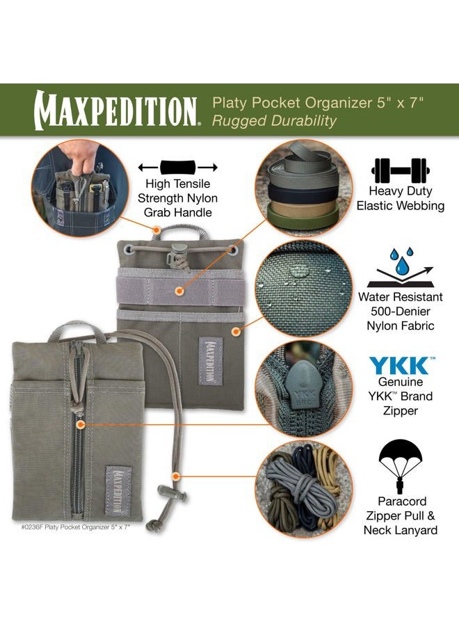 MAXPEDITION Platy Pocket Organizer, Durable EDC Tool Pouch for Men, Neck Wallet with Paracord Lanyard, Holds Flashlight, Multitool, Pen, Notebook (Foliage Green, 5" x 7") - Image 3
