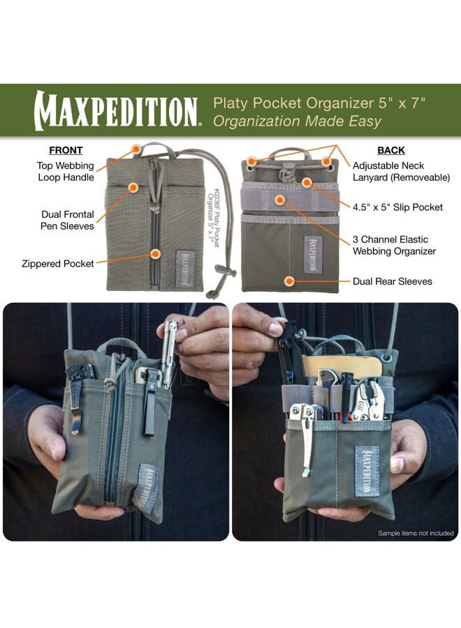 MAXPEDITION Platy Pocket Organizer, Durable EDC Tool Pouch for Men, Neck Wallet with Paracord Lanyard, Holds Flashlight, Multitool, Pen, Notebook (Foliage Green, 5" x 7") - Image 4
