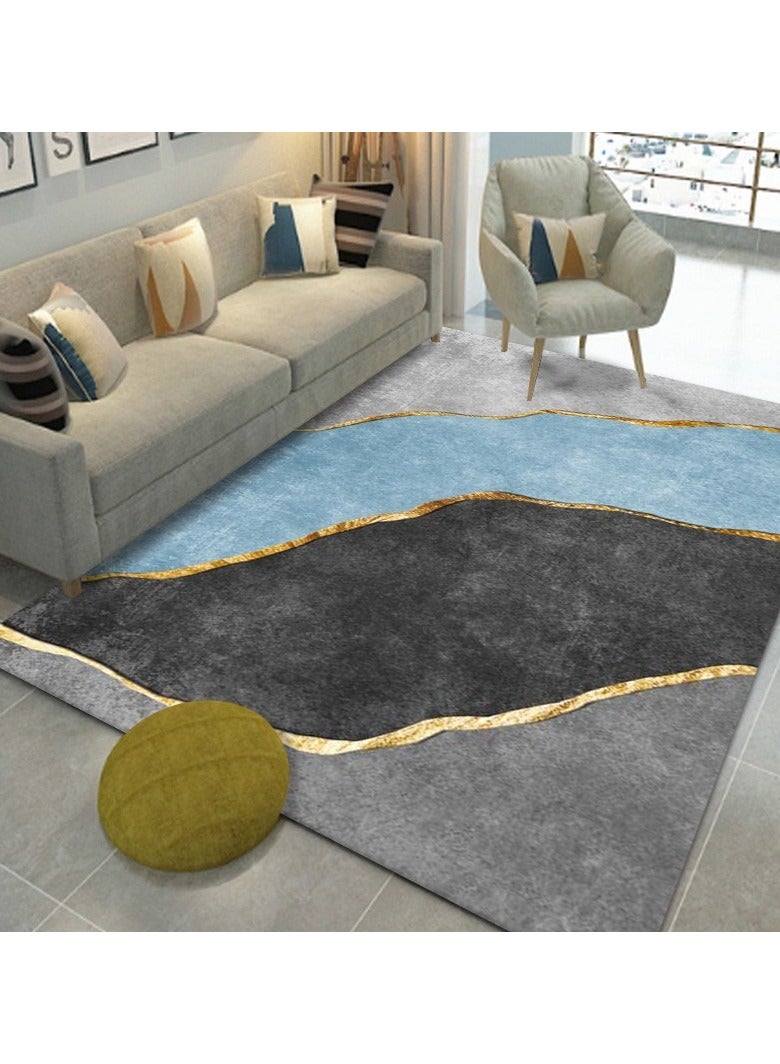 Loquat Squality Polyester Fiber Blue Series Comfortable Carpet(Carpet Only)
