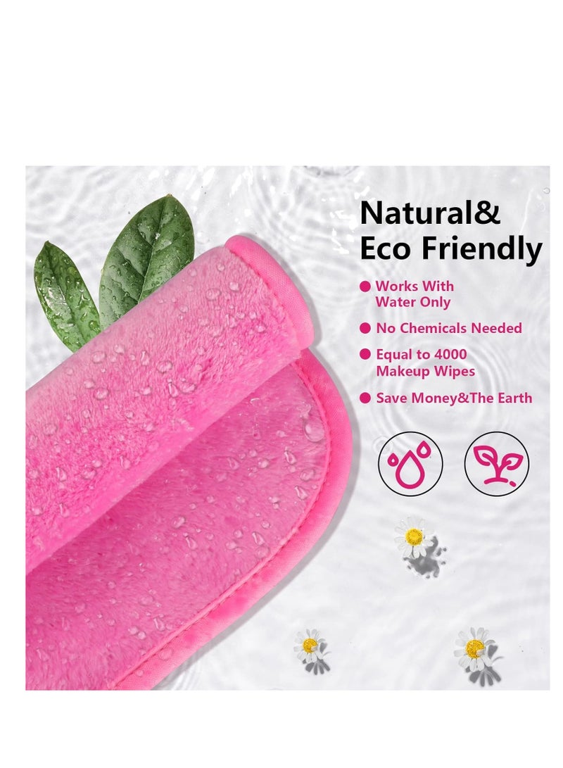 Orighty Makeup Remover Cloths Pack of 4, Reusable Microfiber Facial Cleansing Cloths, Remove Instantly Dirt, Makeup&Waterproof Mascara with Just Water, 15.5 x 7.5 in, Blue/Purple/Black/Pink - Image 3