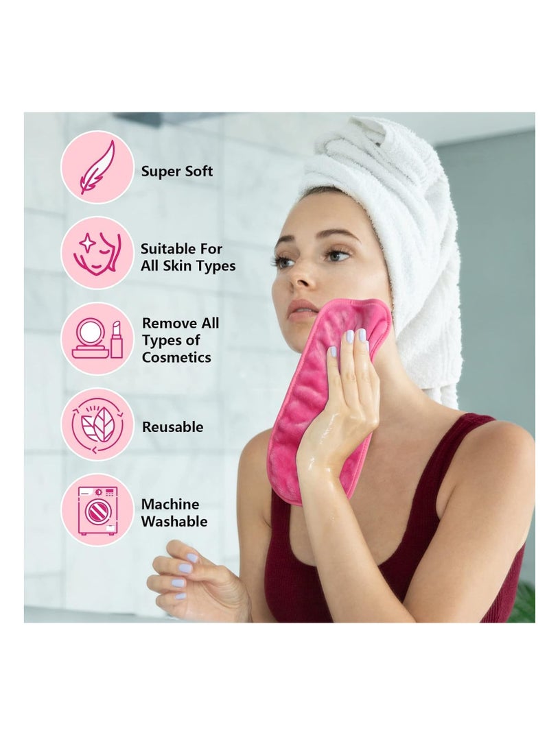 Orighty Makeup Remover Cloths Pack of 4, Reusable Microfiber Facial Cleansing Cloths, Remove Instantly Dirt, Makeup&Waterproof Mascara with Just Water, 15.5 x 7.5 in, Blue/Purple/Black/Pink - Image 4
