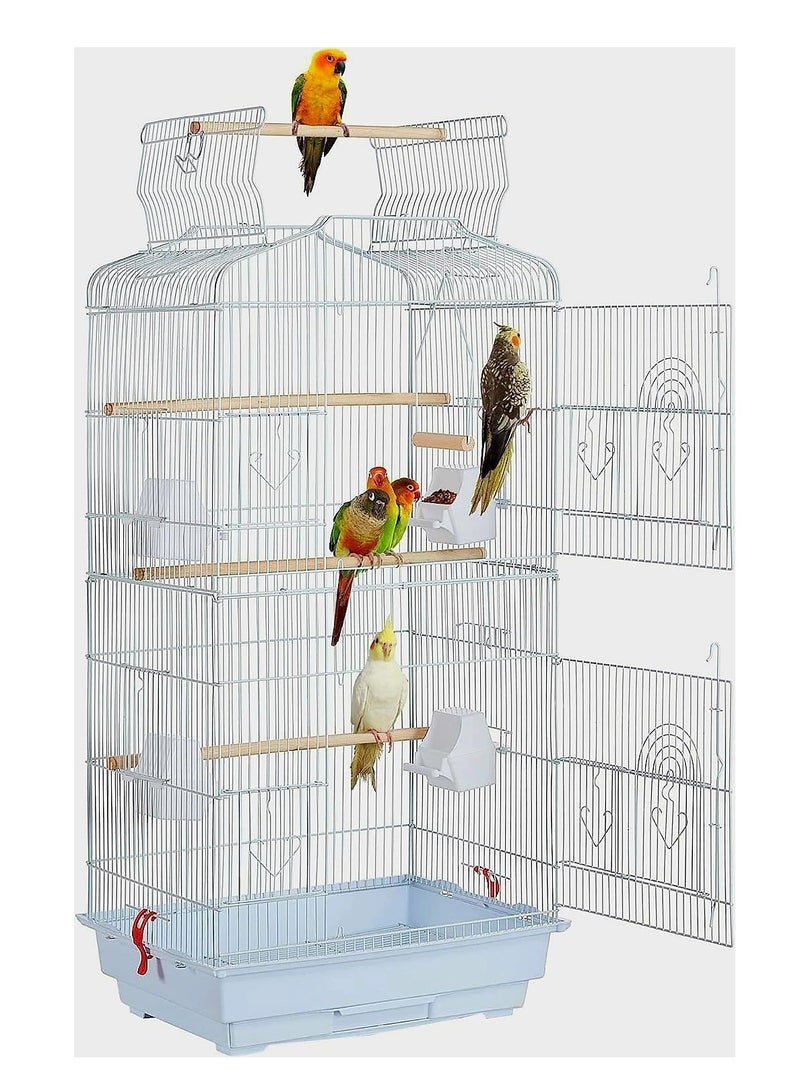 Large Bird cage with top stand 4 Food Container, 3 wood Stick and swing size 92 * 46 * 35.5 cm for big and medium parrots such as Casco Cockatoo conure Parakeet cockatiel - Image 1