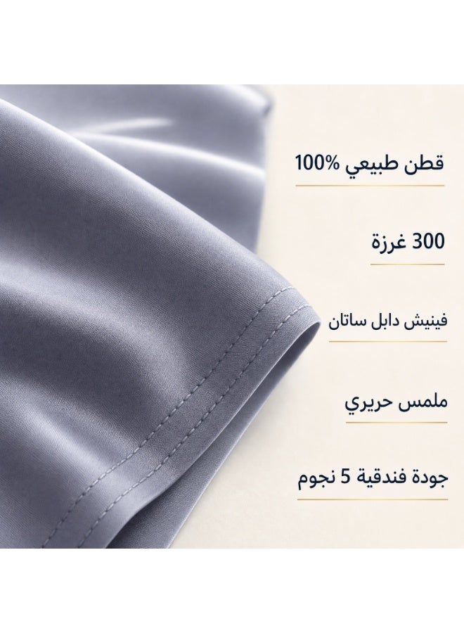 تى ام هوم طقم كفر لحاف، 3 قطع، 240 × 220 سم، قطن طبيعي 100%، 300 خيط، تشطيب ساتان مزدوج، جودة فنادق 5 نجوم، رمادي - Image 4