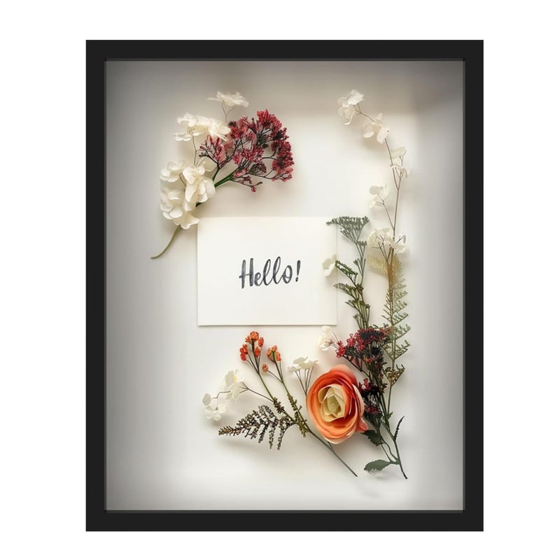 FrameWorks 16" x 20" Original Black Wooden Shadow Box Frame â€“ Soft Felt Back, Tempered Glass, and Included Elegant White Ball Push Pins - Image 1