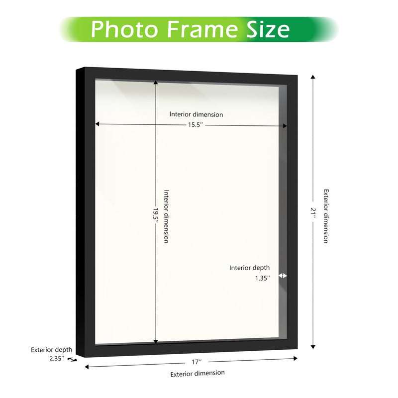 FrameWorks 16" x 20" Original Black Wooden Shadow Box Frame â€“ Soft Felt Back, Tempered Glass, and Included Elegant White Ball Push Pins - Image 2